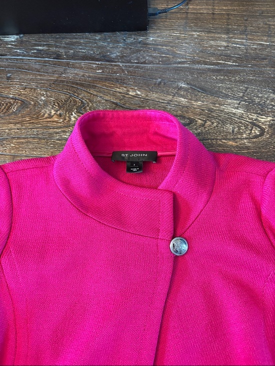 St. John Santana Knit Blazer and Shell Set Fuchsia Size 2 EUC - Picture 2 of 10